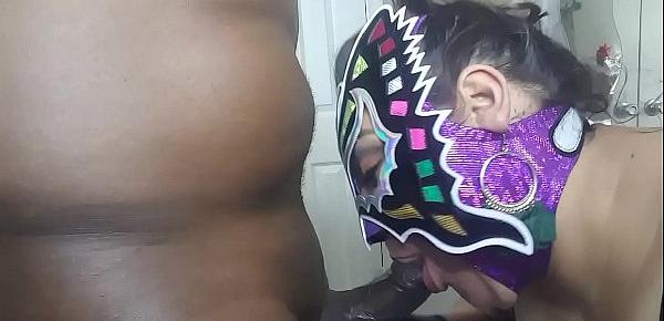  masked latina step mom sucks black cock